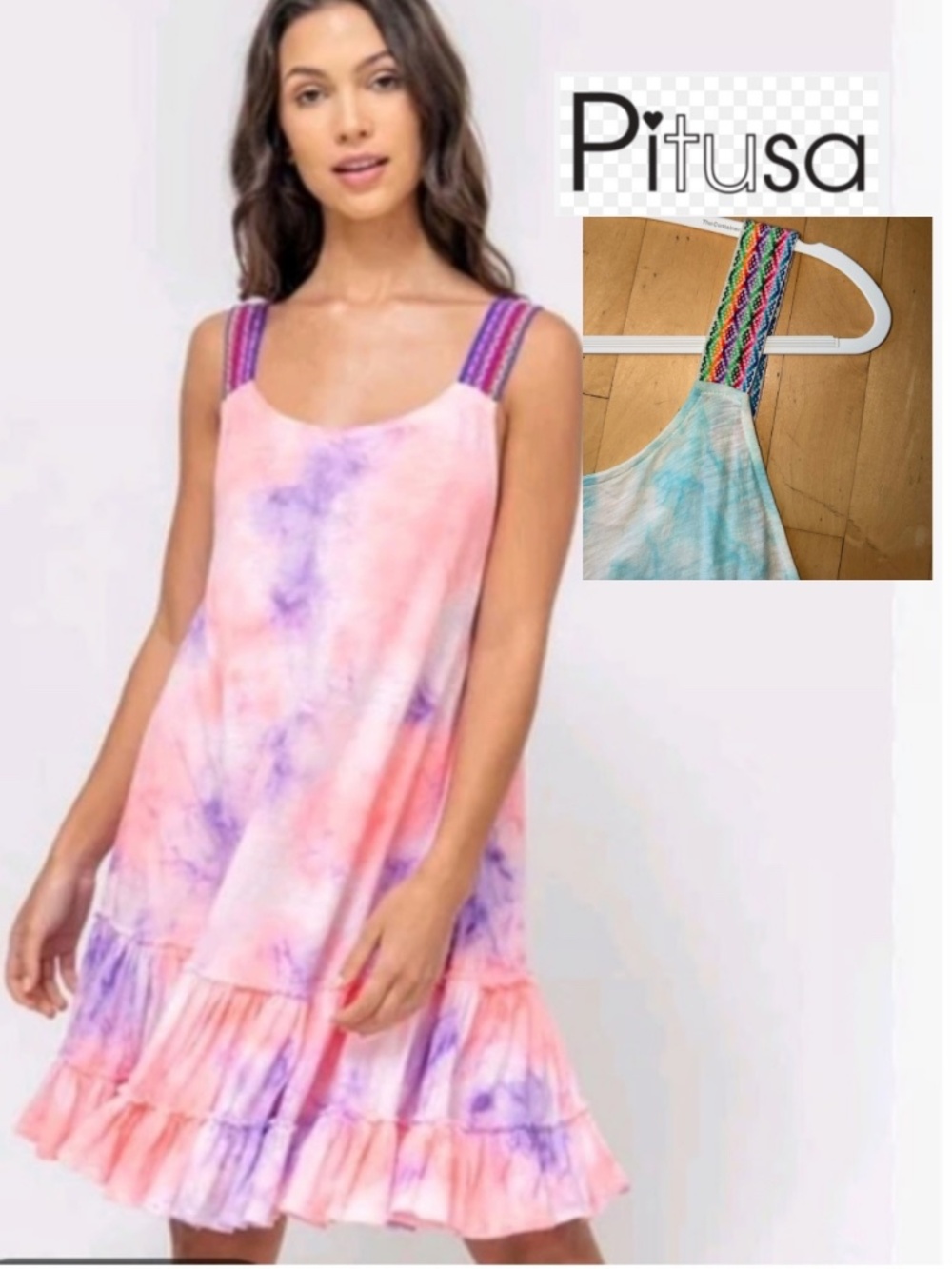 Pitusa Turquoise tie dye swim coverup dress, CB2770